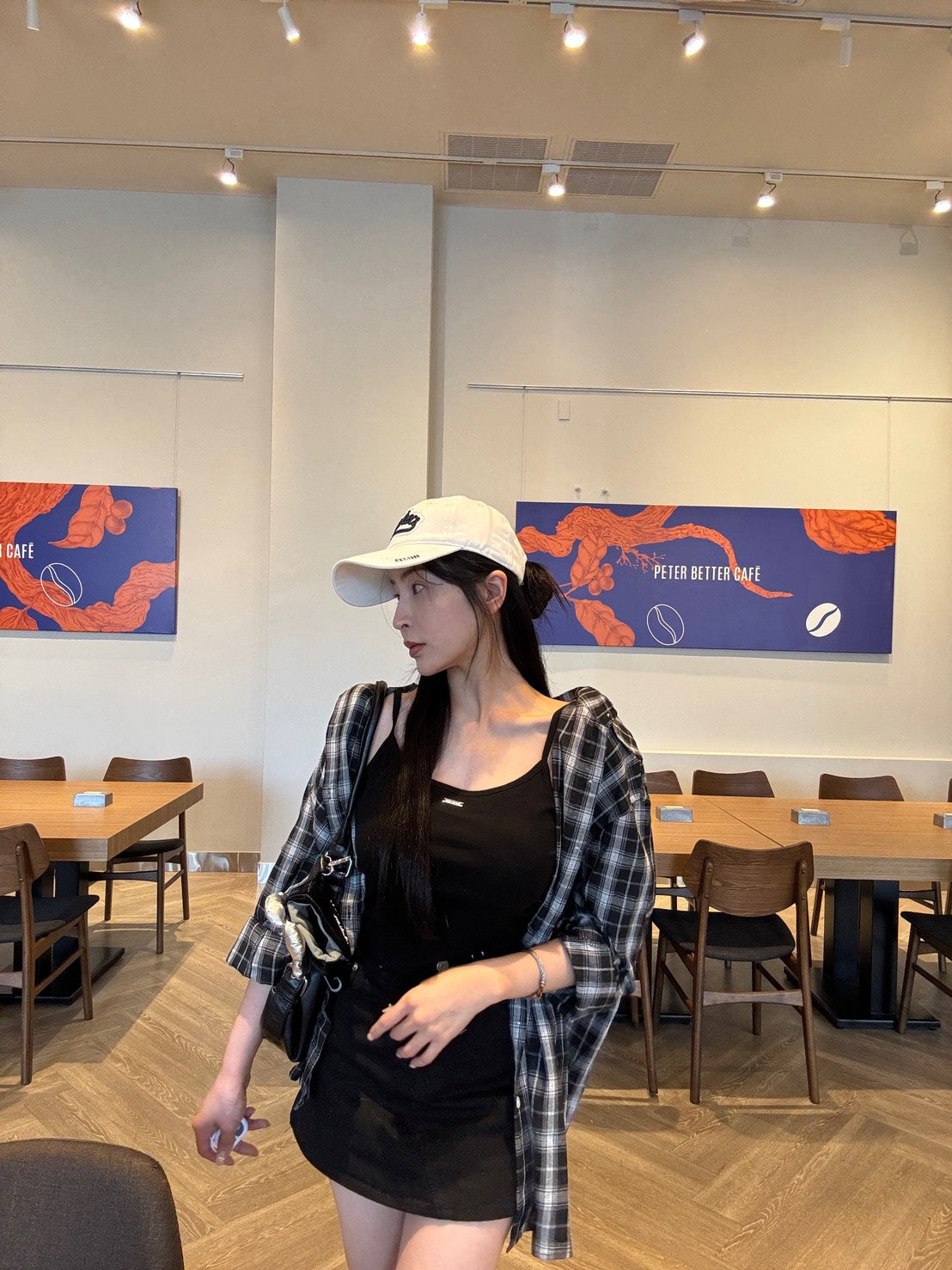 慵懶格紋襯衫背心組