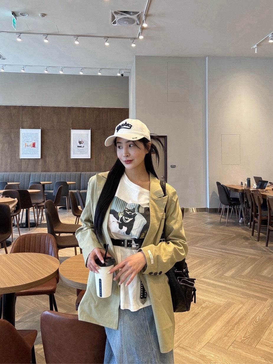 早秋鼠尾草色西裝外套