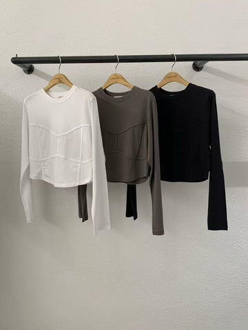 A08.壓線彈力顯瘦上衣