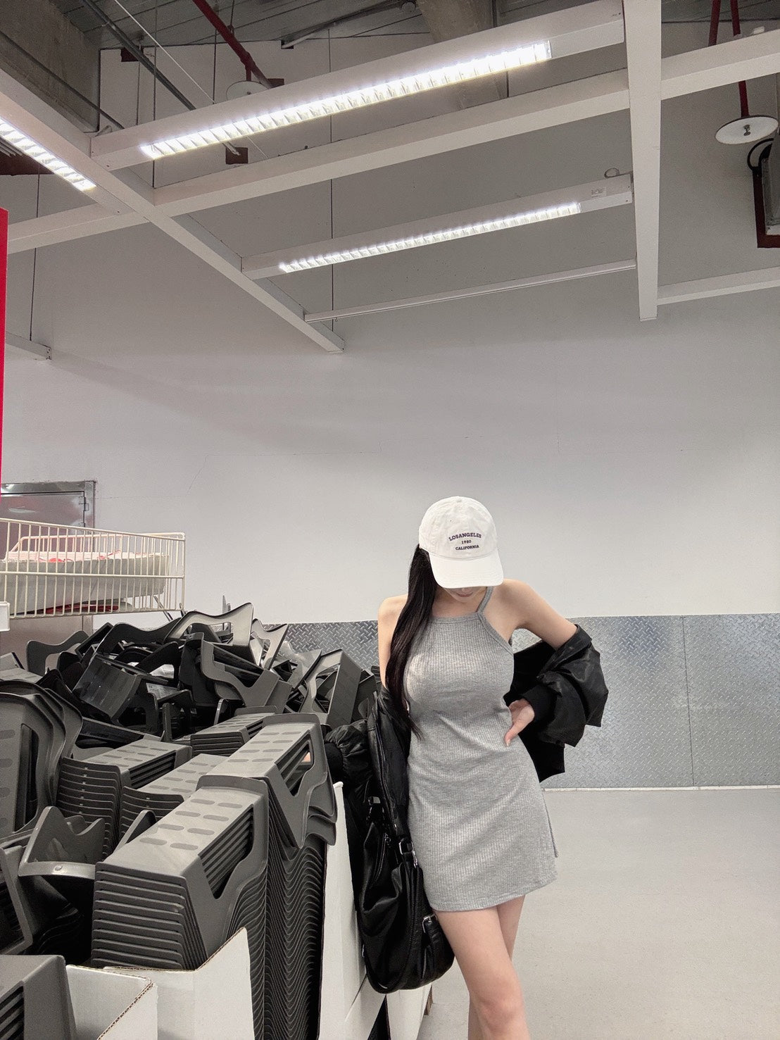 削肩美背胸墊短洋