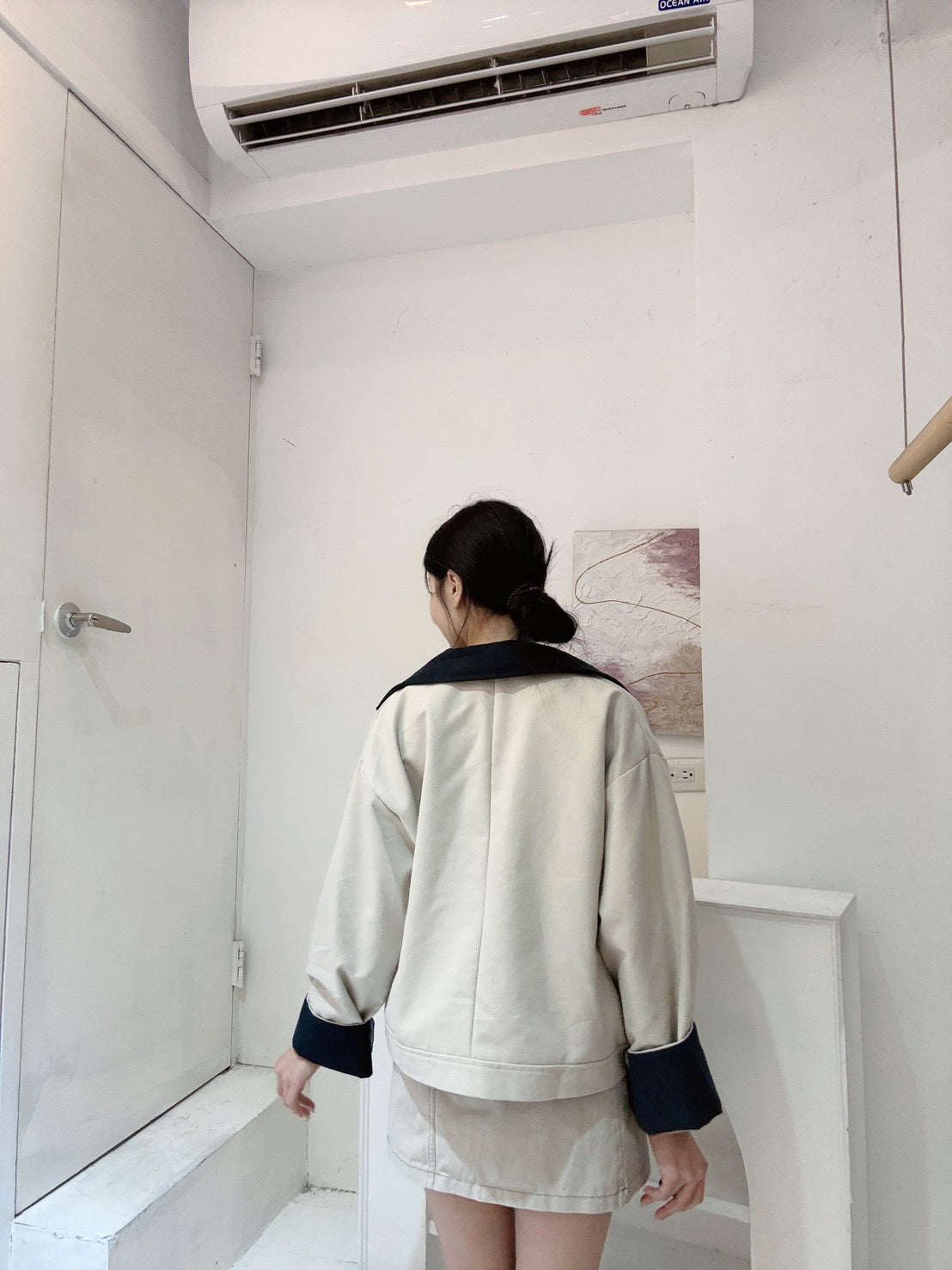 顯瘦車線水洗裙