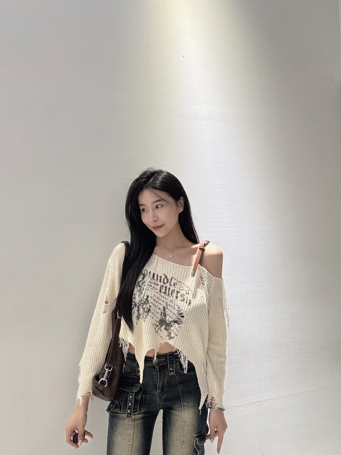 哥德風單肩針織衫