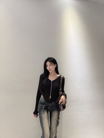 顯瘦拉鍊薄長袖