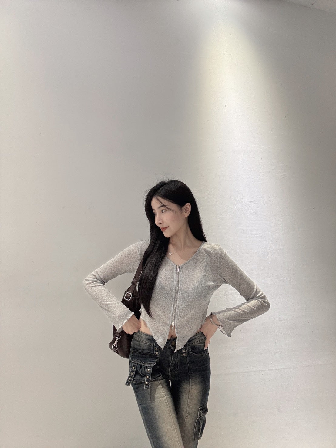 顯瘦拉鍊薄長袖