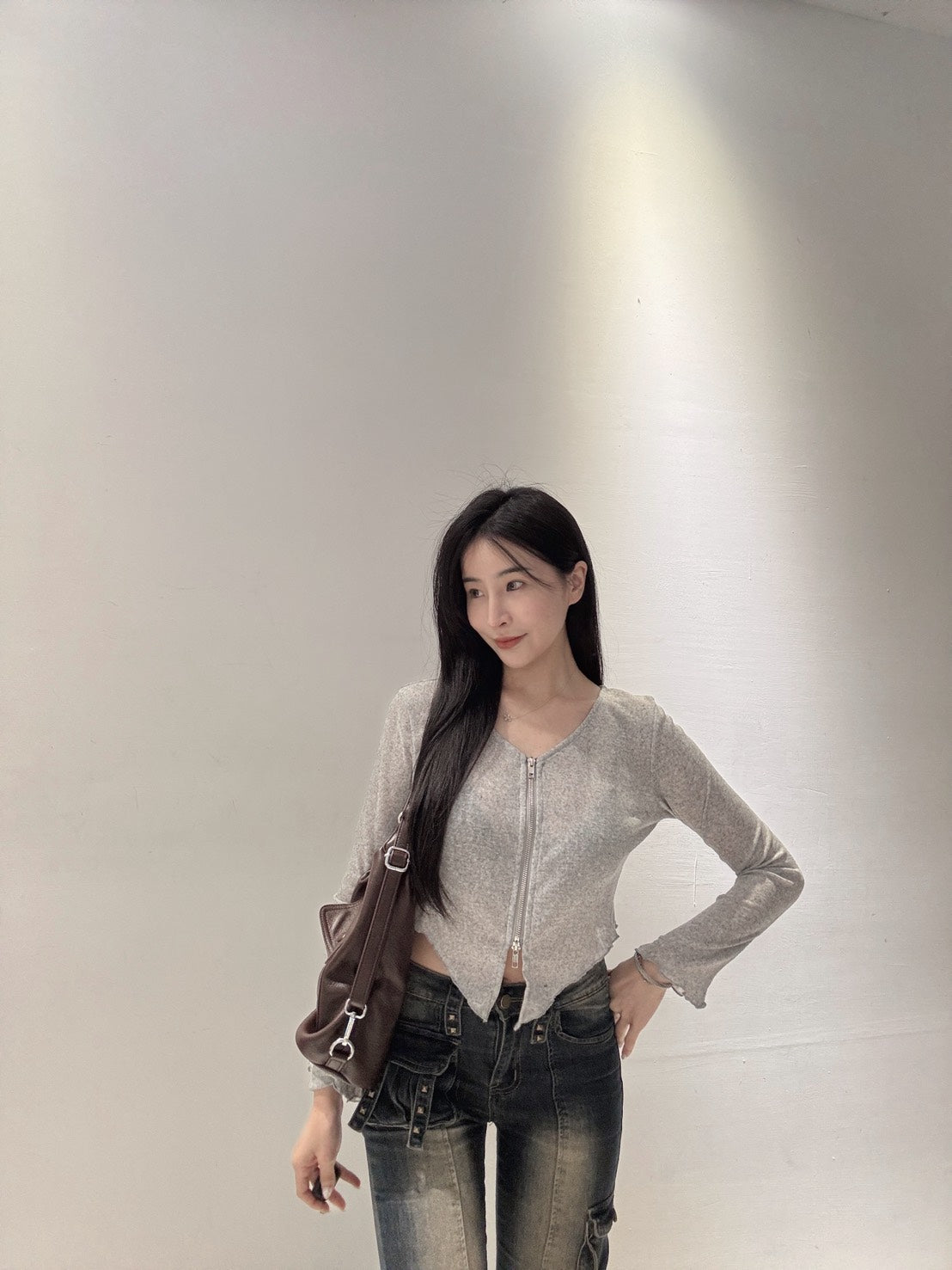 顯瘦拉鍊薄長袖