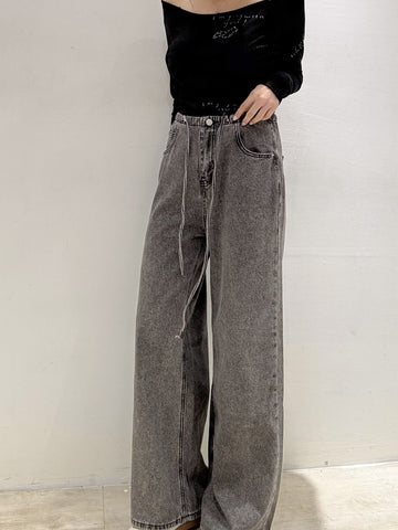 淺煙灰直筒牛仔褲