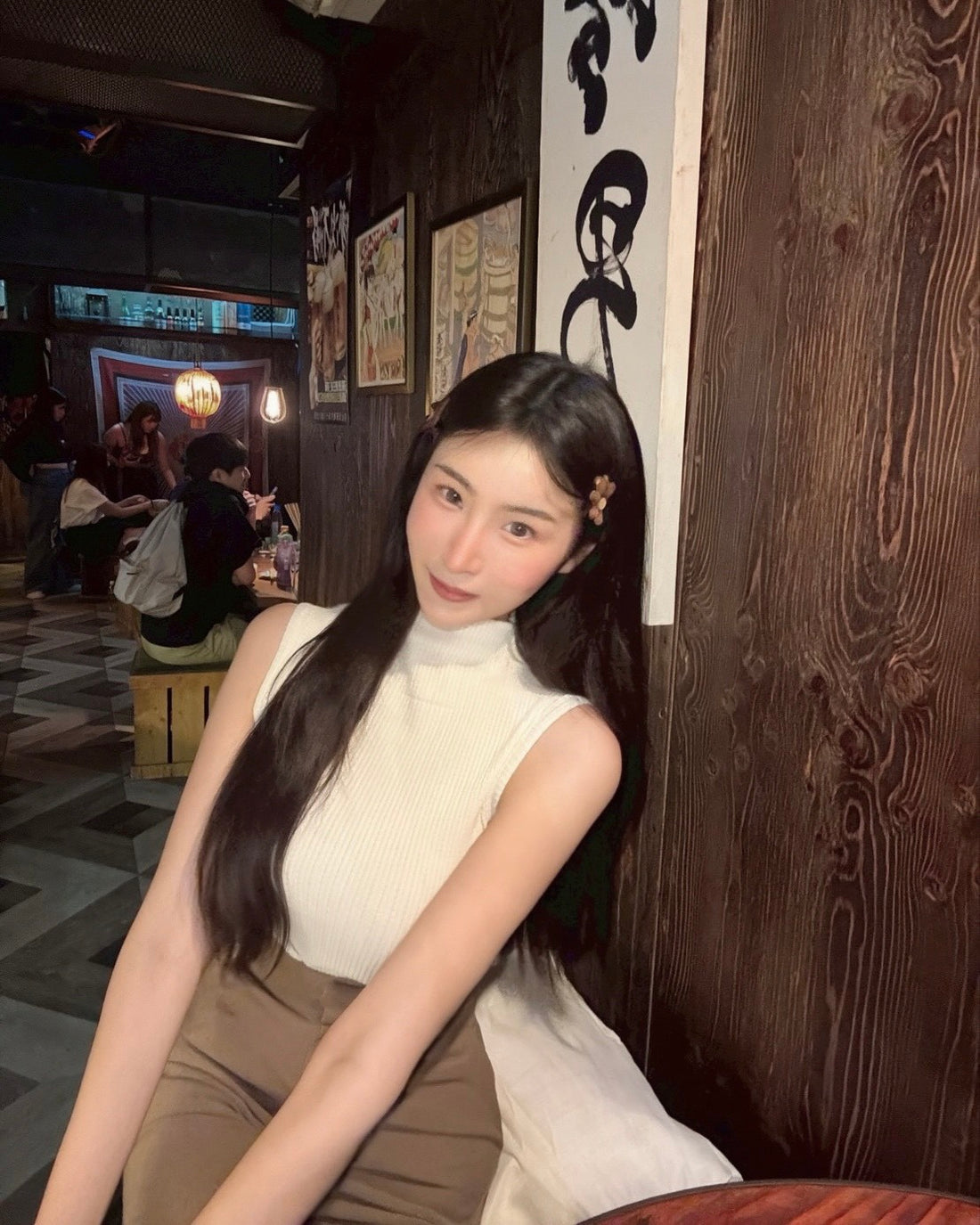 彈力立領坑條背心