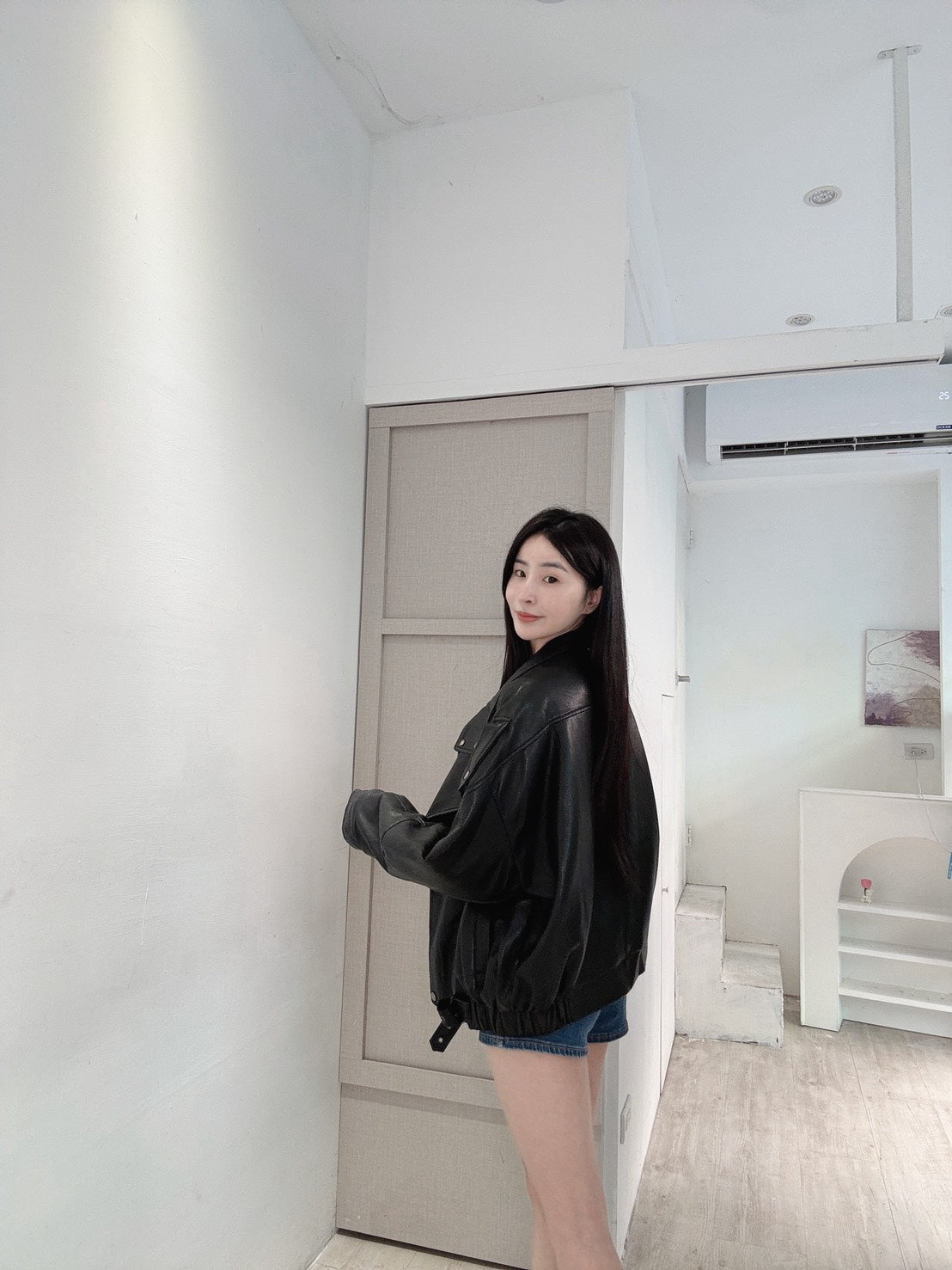 率性鋪棉皮質夾克