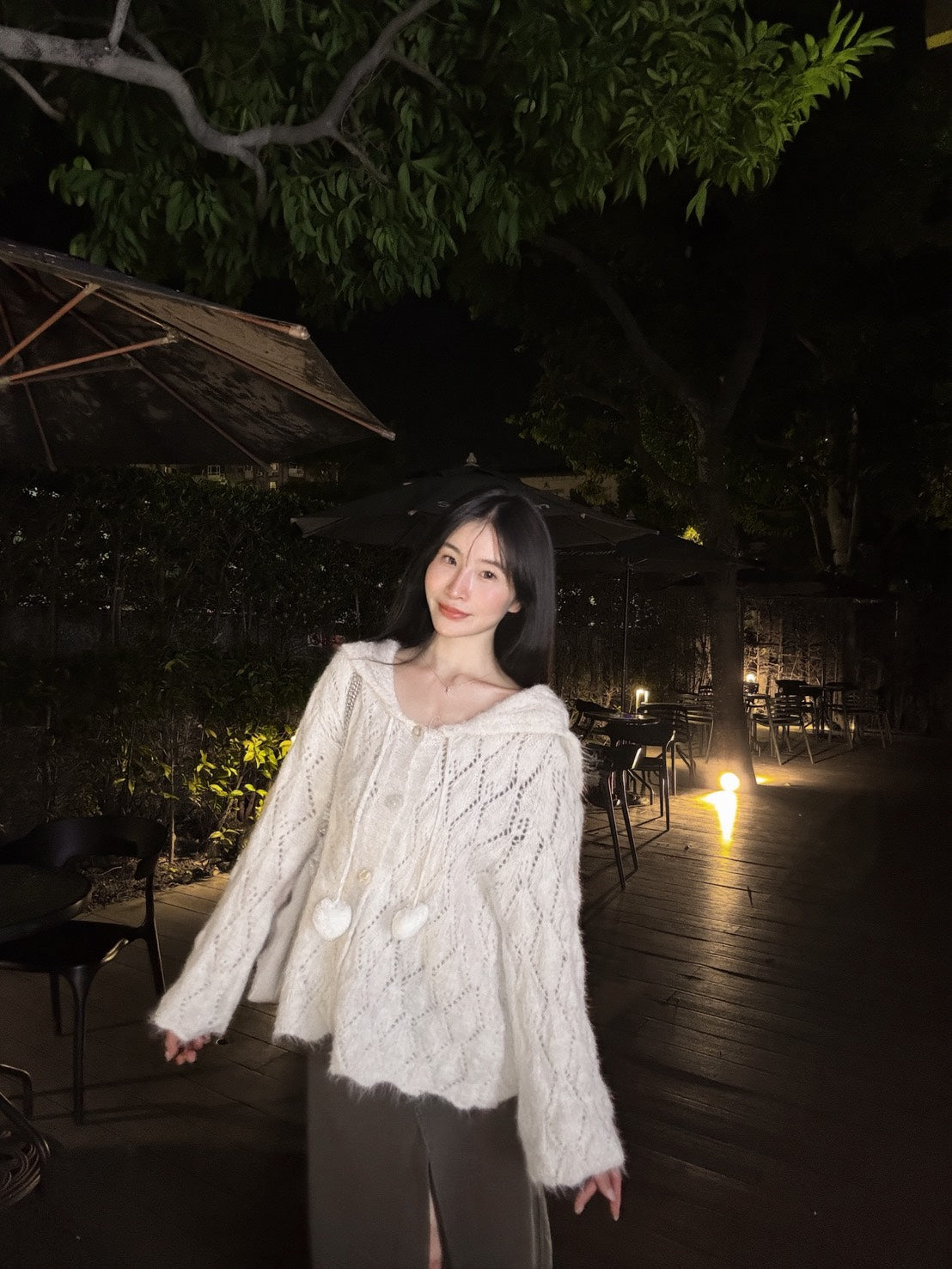 私心款麻花翻領毛球針織衫
