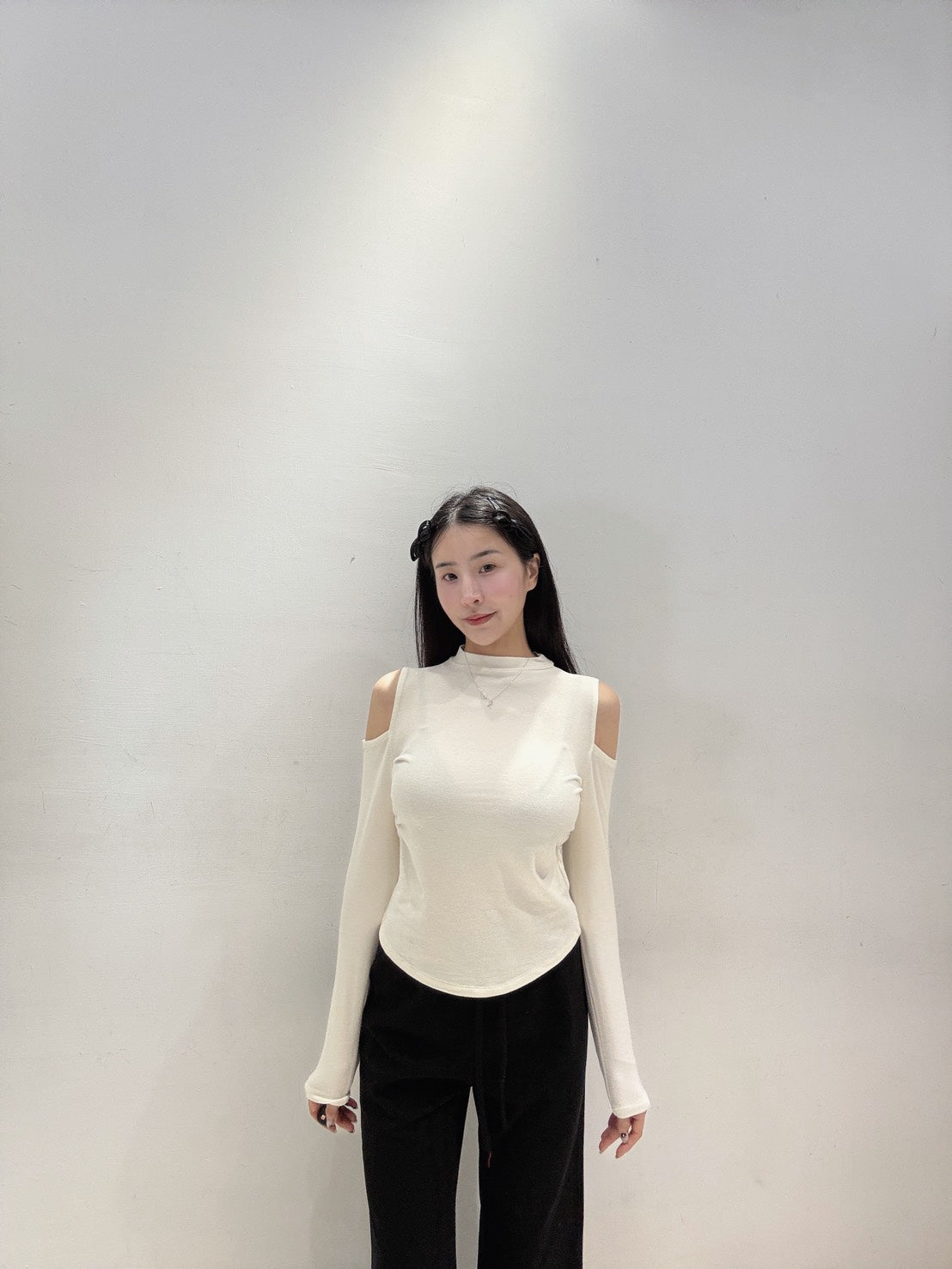 小立領挖肩柔棉上衣