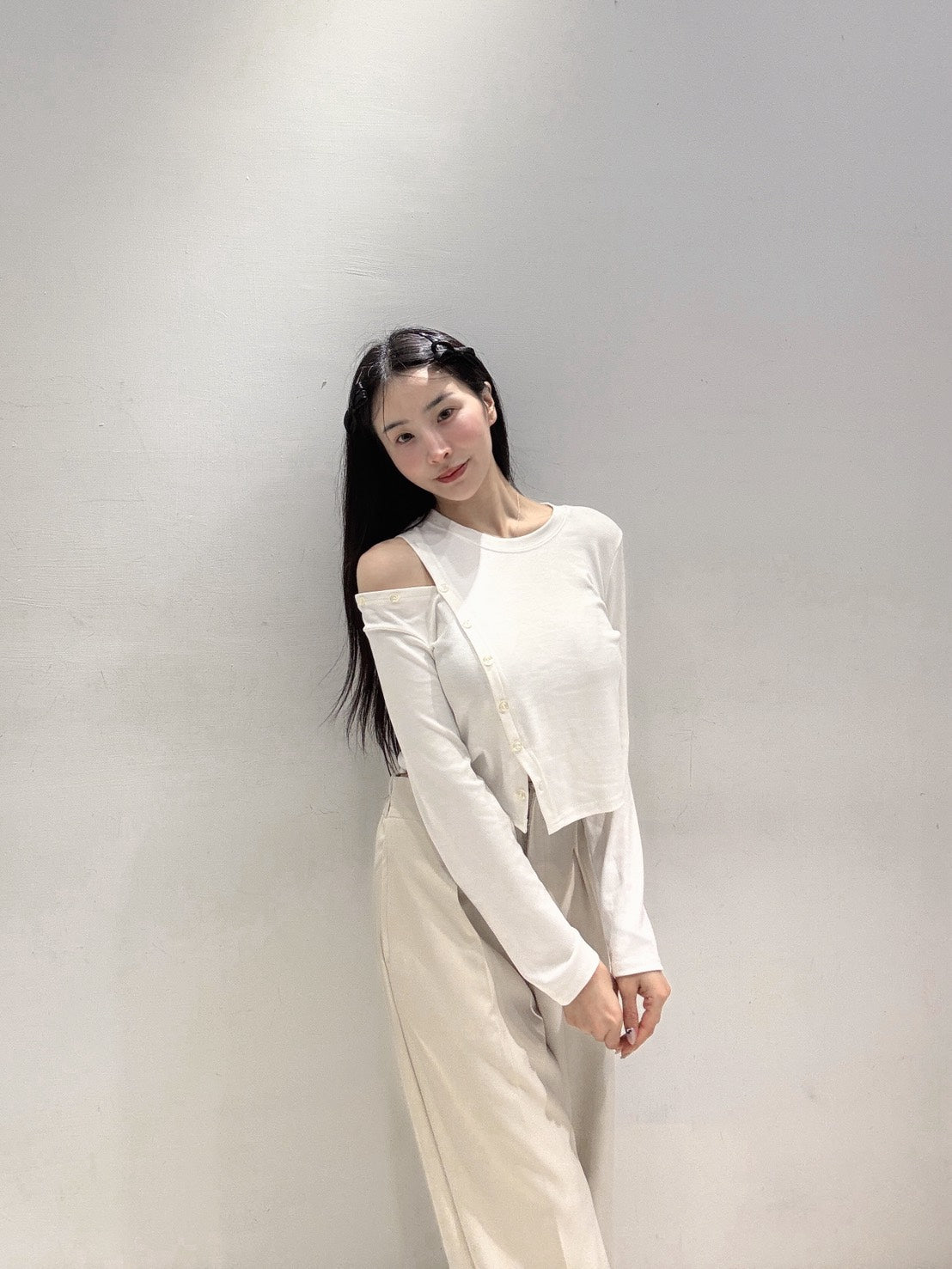 高腰落垂感西裝褲