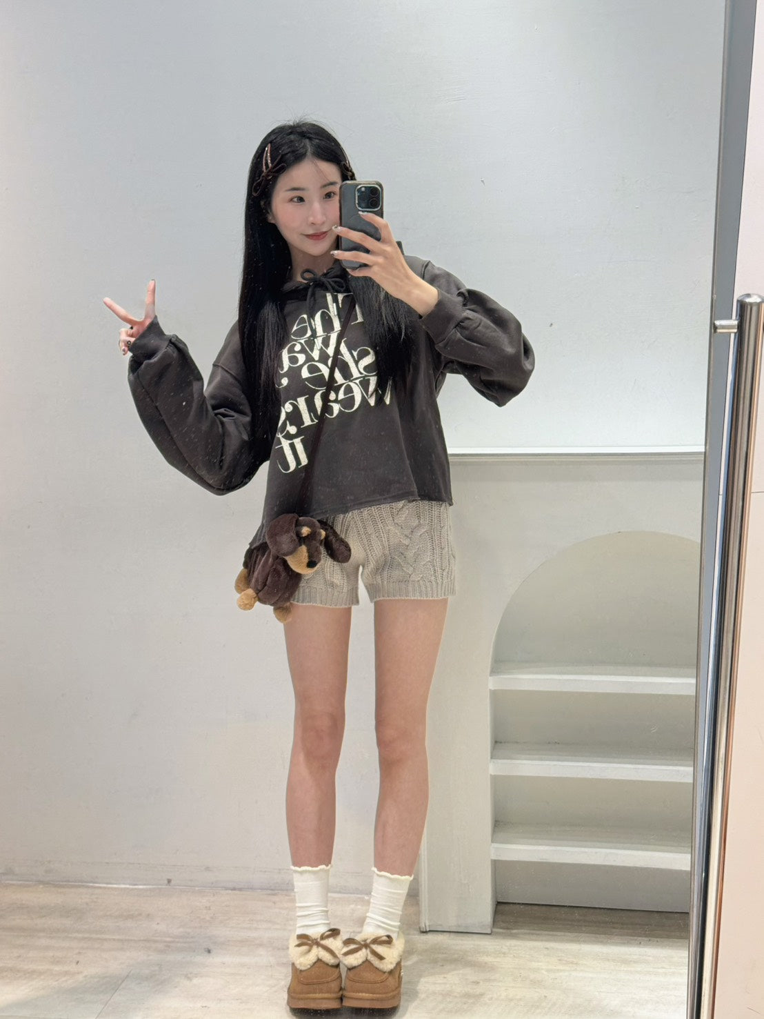 不修邊刷絨連帽衛衣