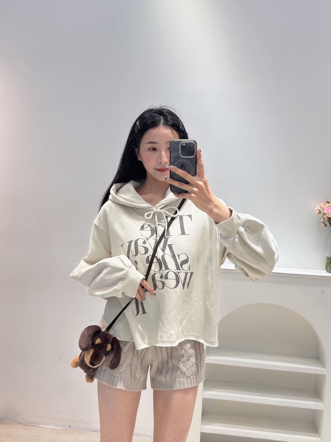 不修邊刷絨連帽衛衣