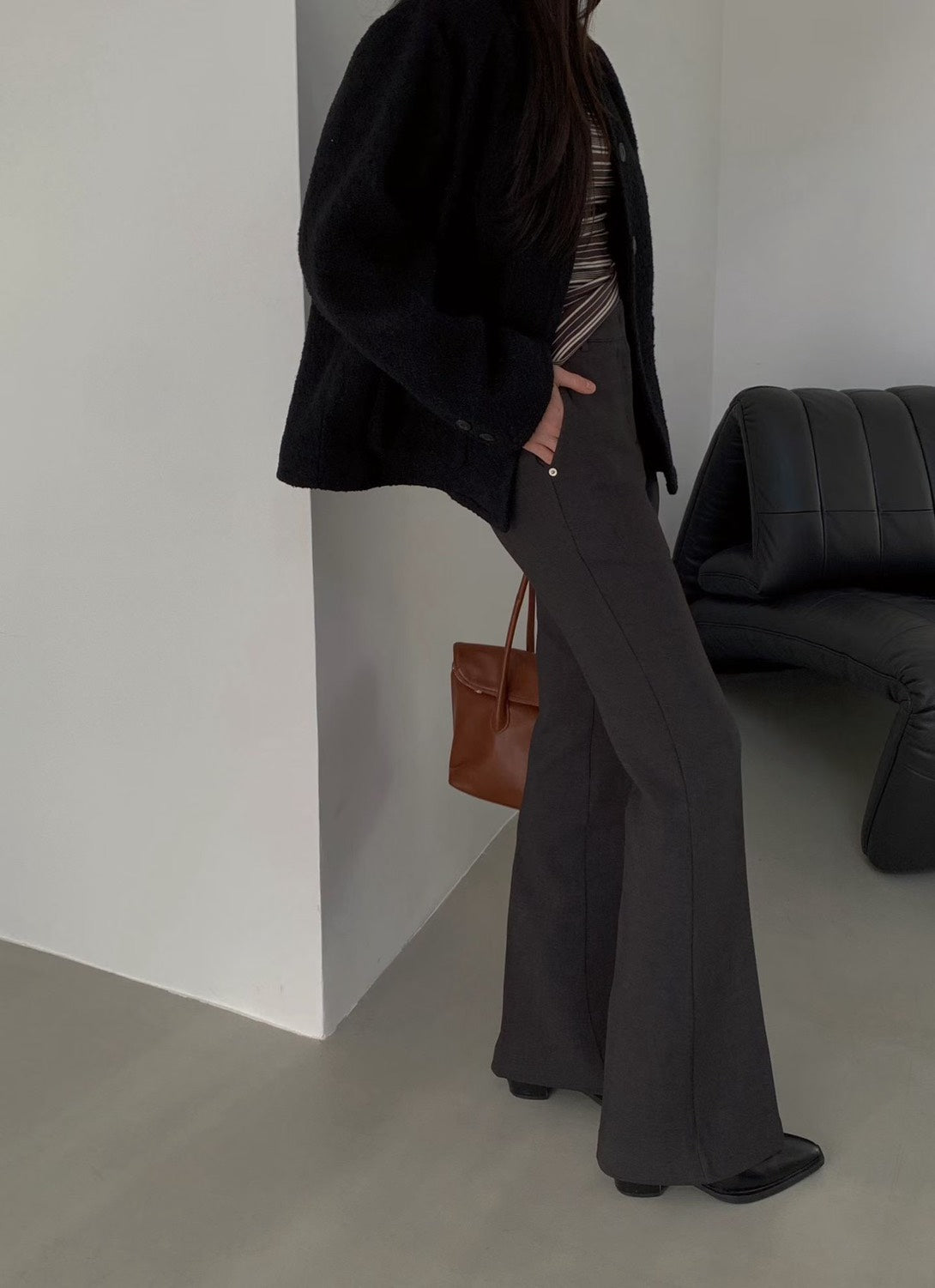 高訂款內磨毛西裝喇叭褲