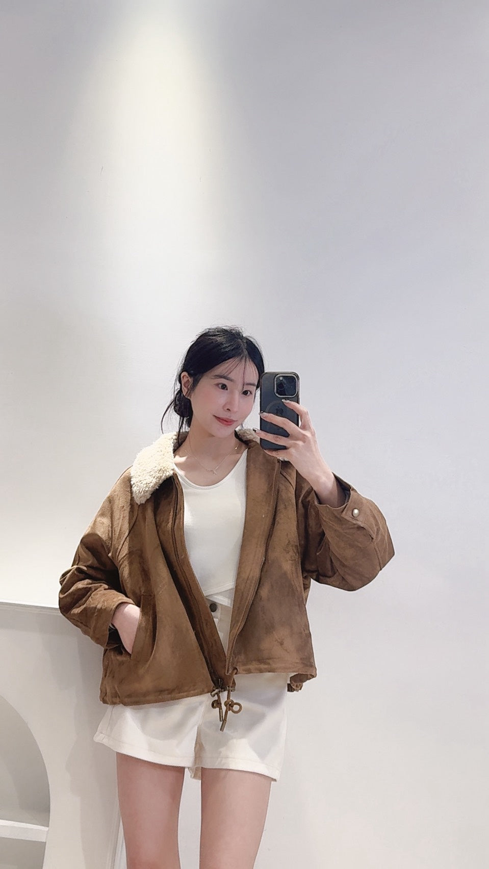 後鬆緊毛呢短褲