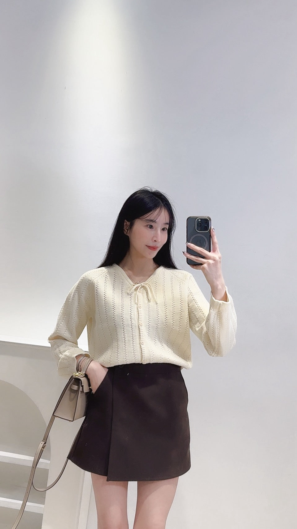 設計款綁帶針織衫