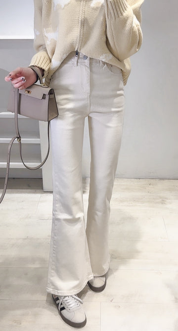 超顯瘦直筒小喇叭褲