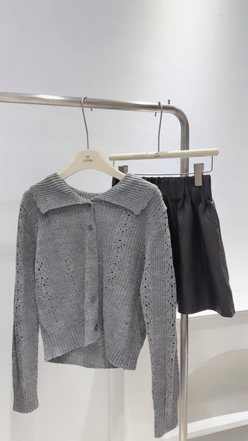 設計款翻領排釦針織