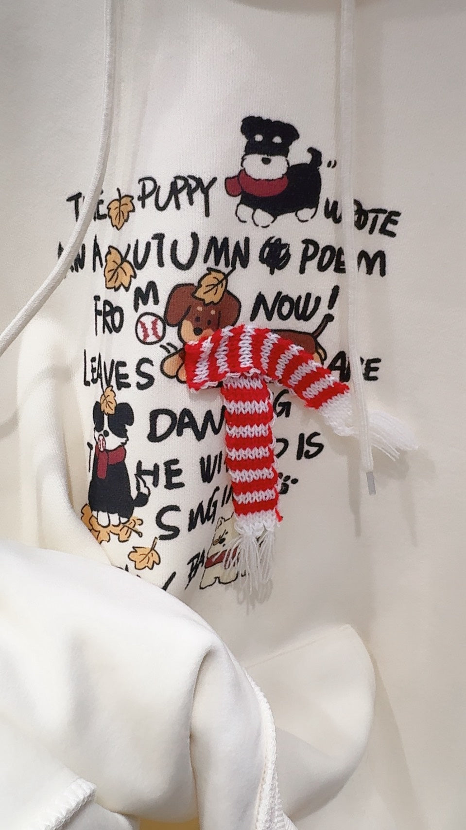 手繪狗狗刷絨連帽衛衣