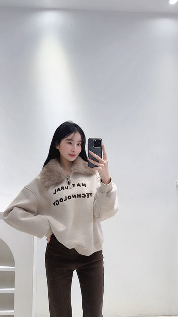 毛領可拆刷絨衛衣