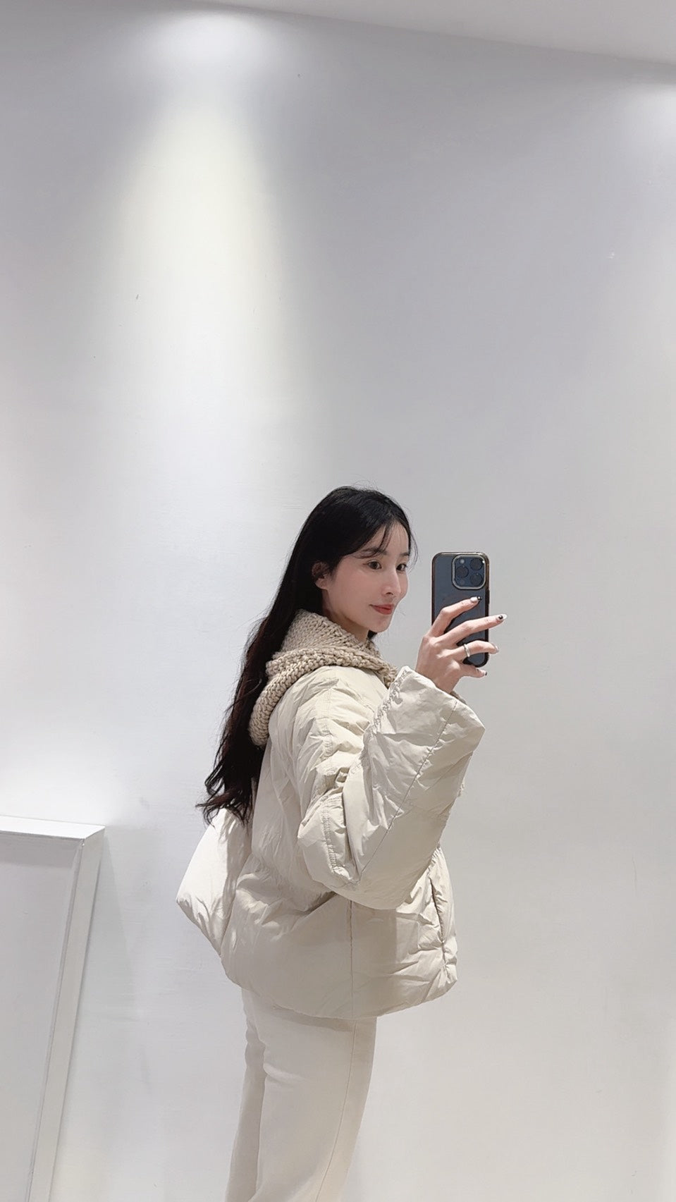 鉤織連帽鴨絨外套