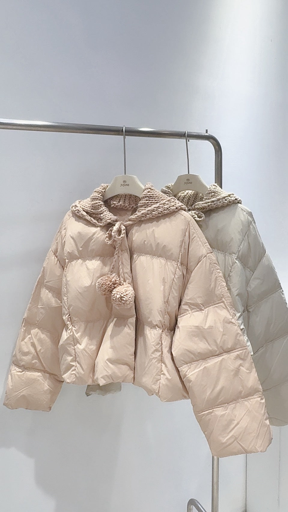 鉤織連帽鴨絨外套