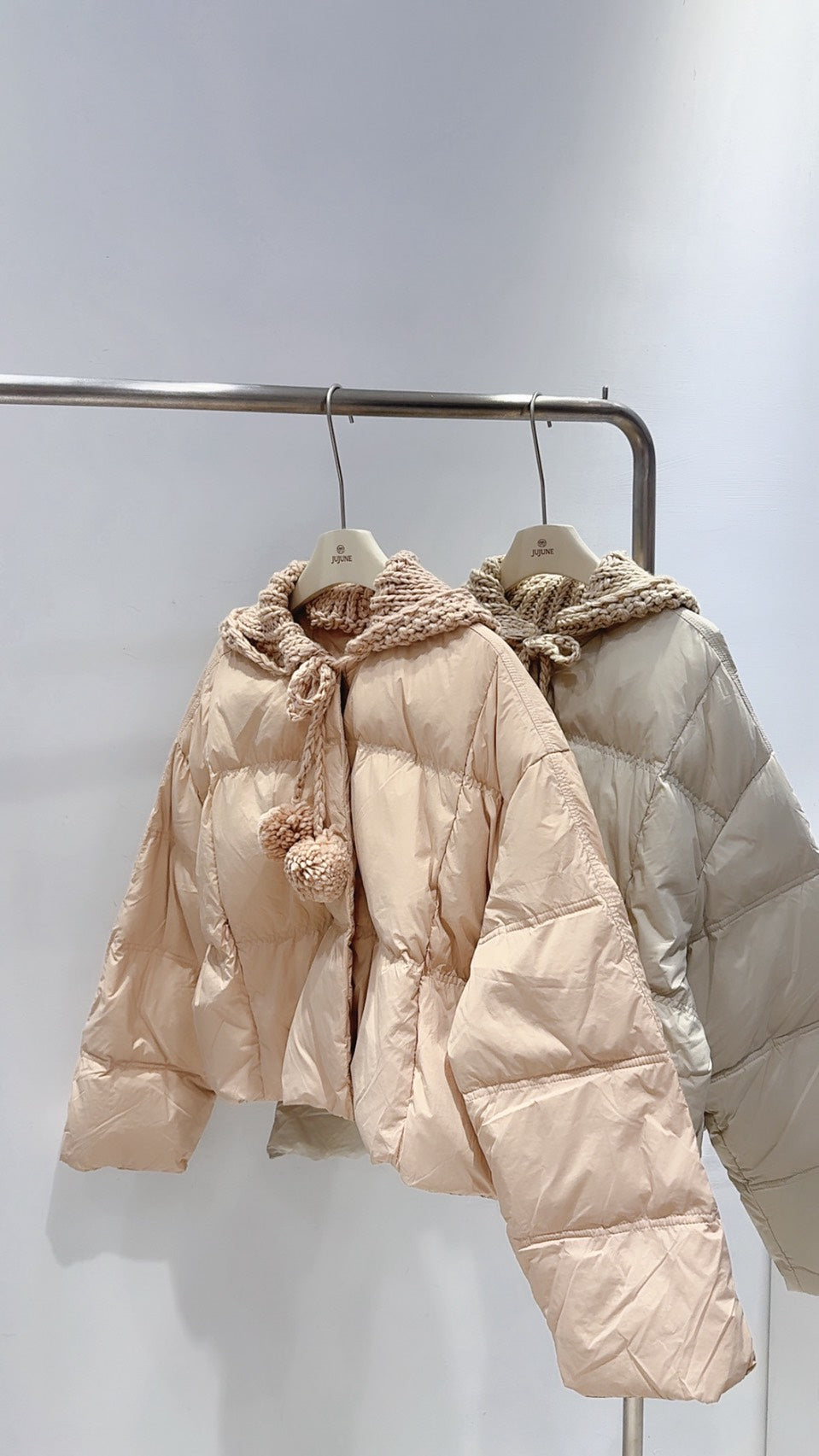 鉤織連帽鴨絨外套