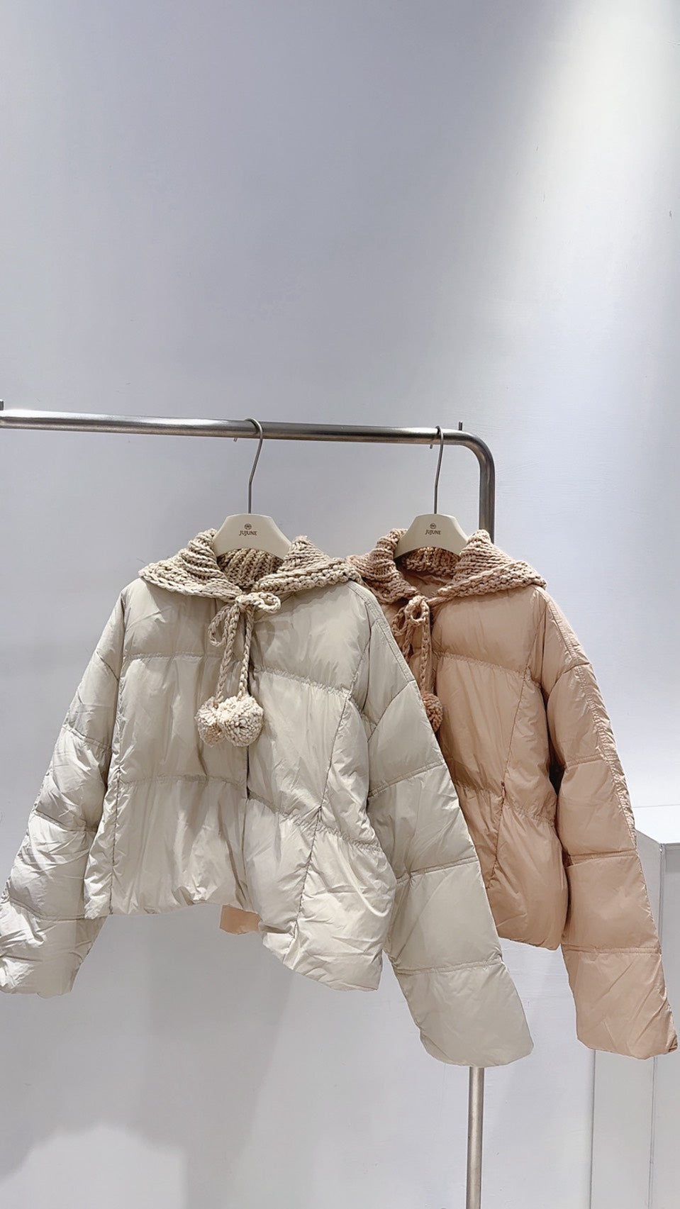 鉤織連帽鴨絨外套