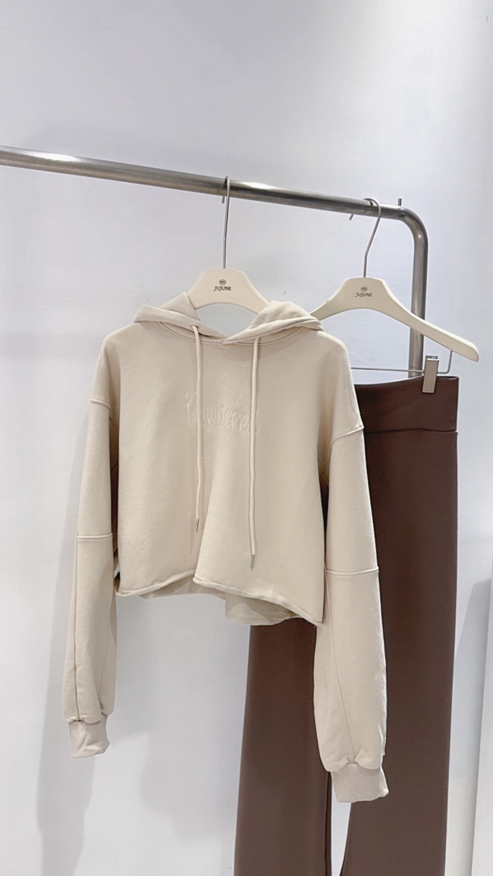 手袖車線短版連帽上衣