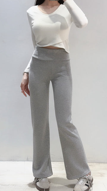 收腹刷毛喇叭褲