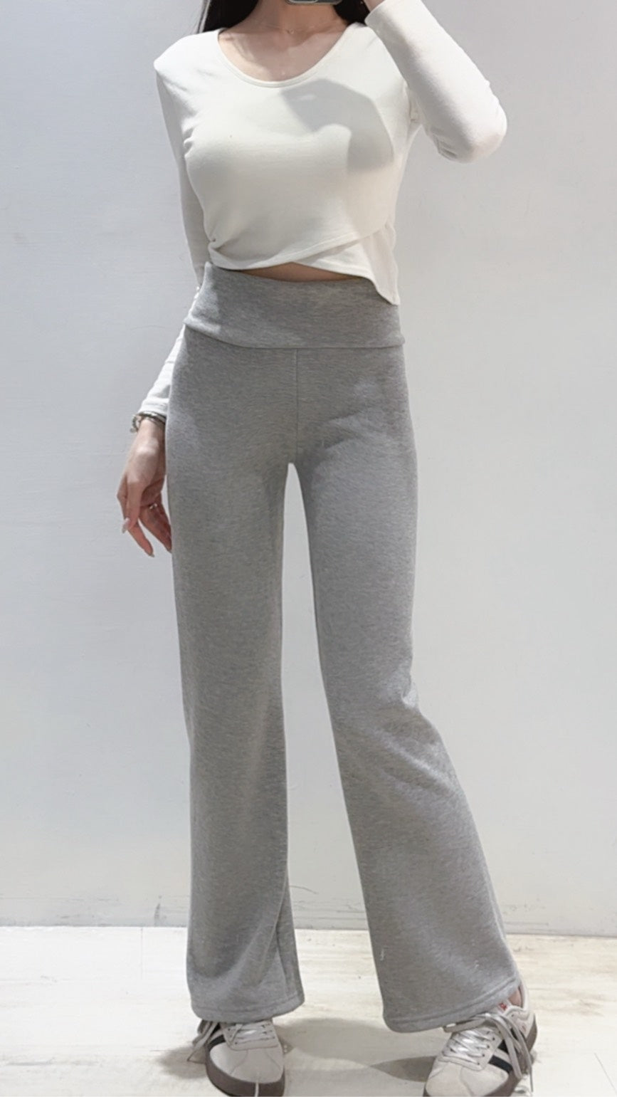 收腹刷毛喇叭褲