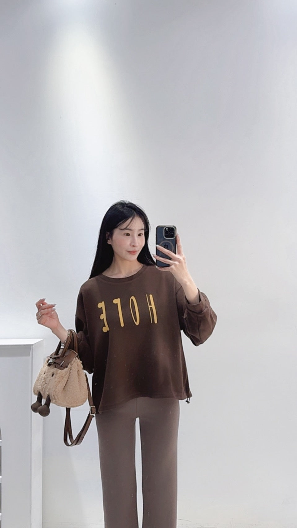 微短版刷絨衛衣