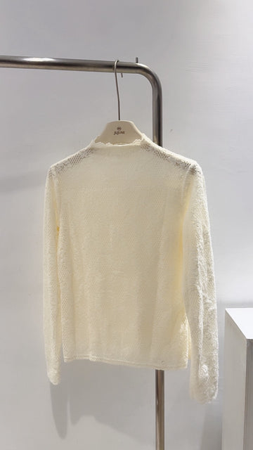 軟蕾絲刷絨立領上衣