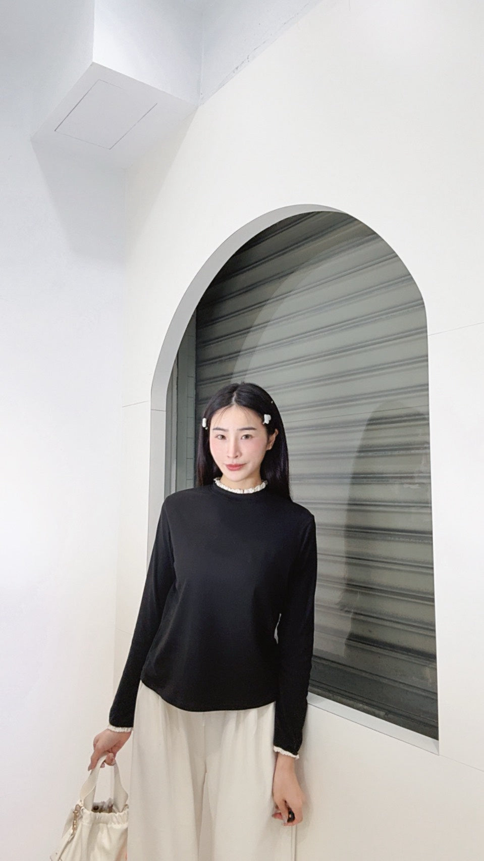 緹花滾邊磨毛上衣