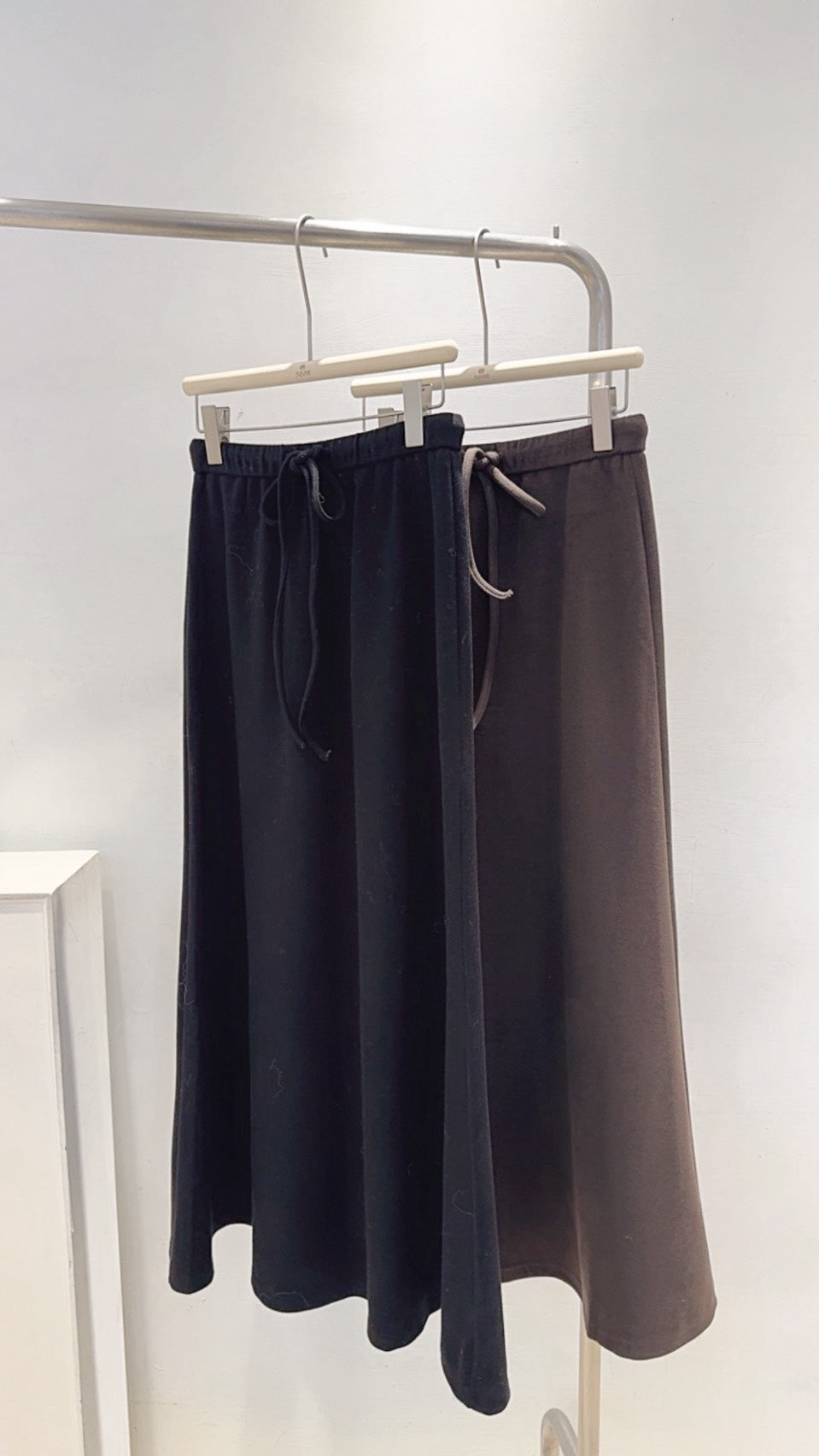 超顯瘦綁帶磨毛長裙