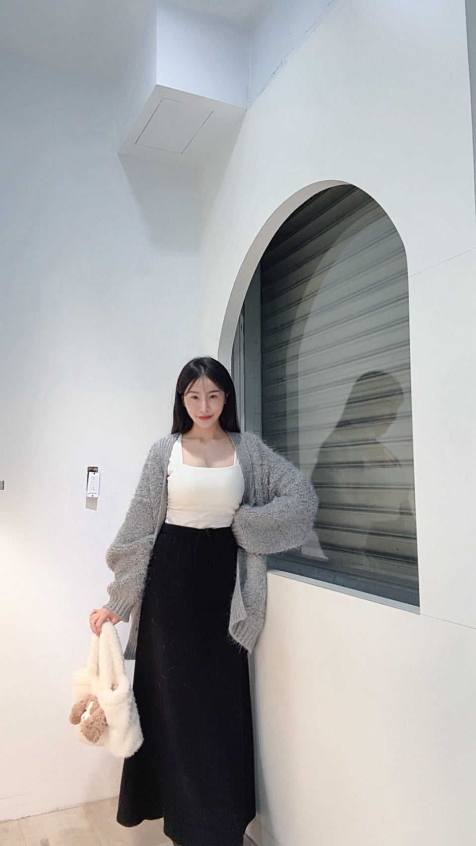 超顯瘦綁帶磨毛長裙