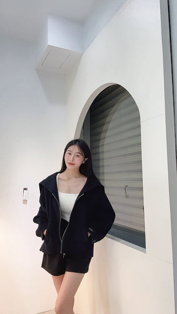 翻領手工羊毛短版斗篷