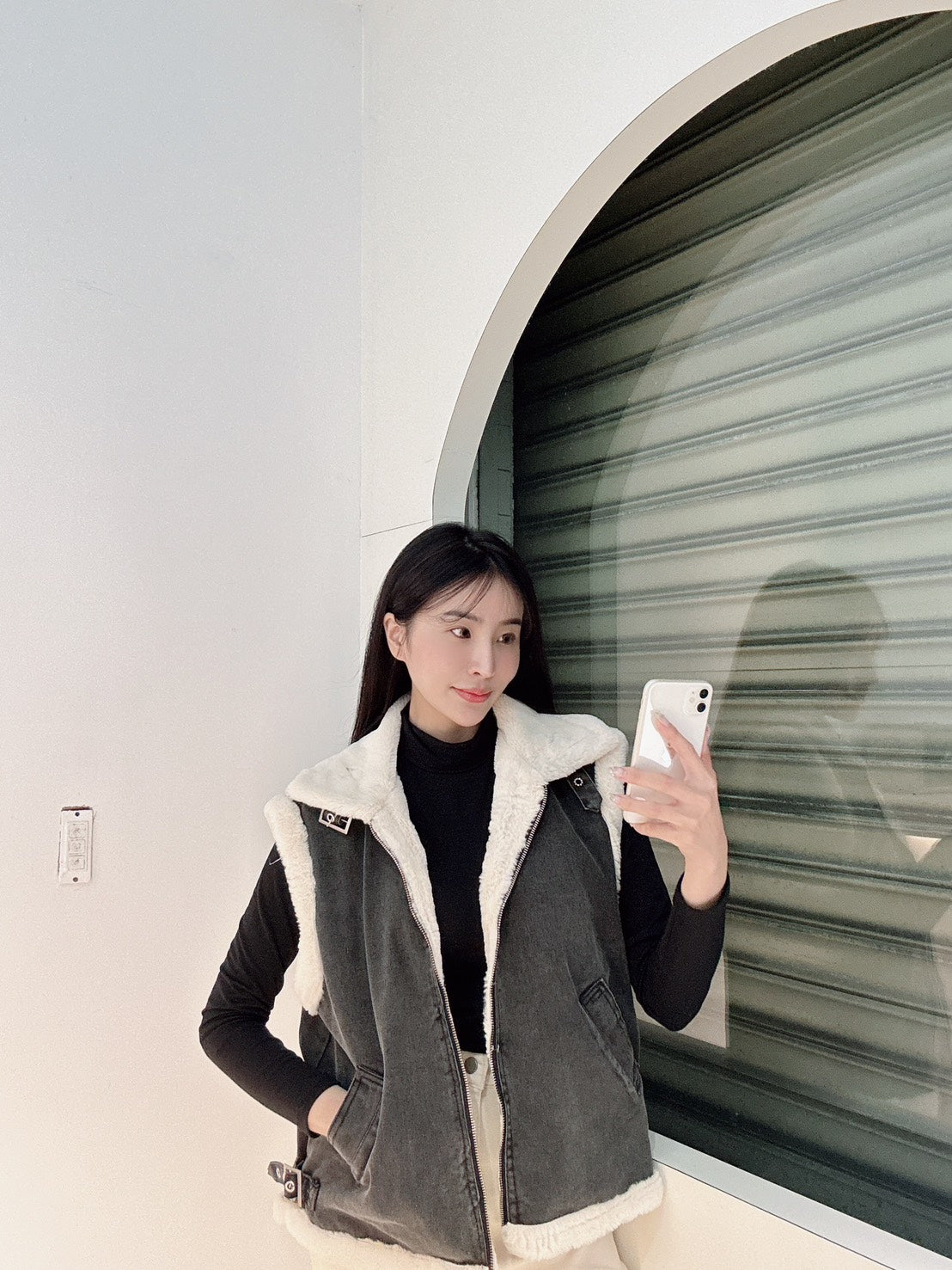 雙面穿水洗黑牛仔背心