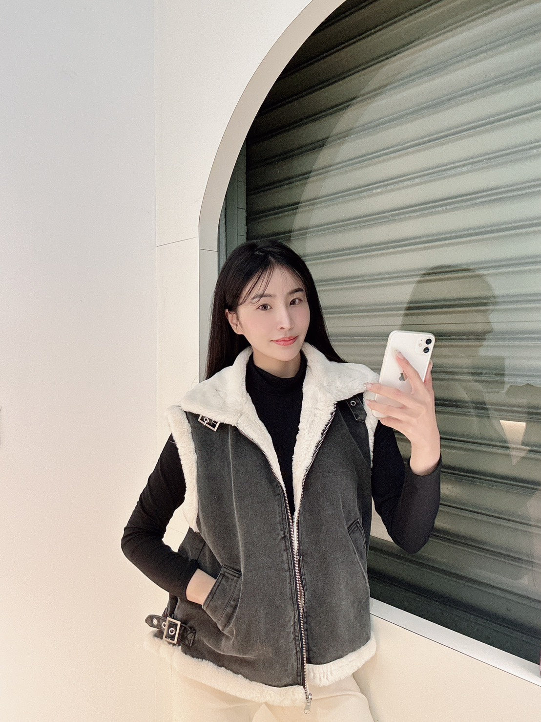 雙面穿水洗黑牛仔背心