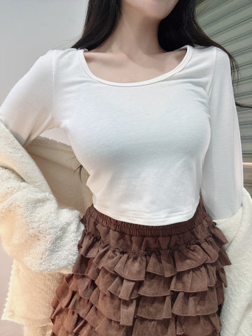 圓領短版發熱衣