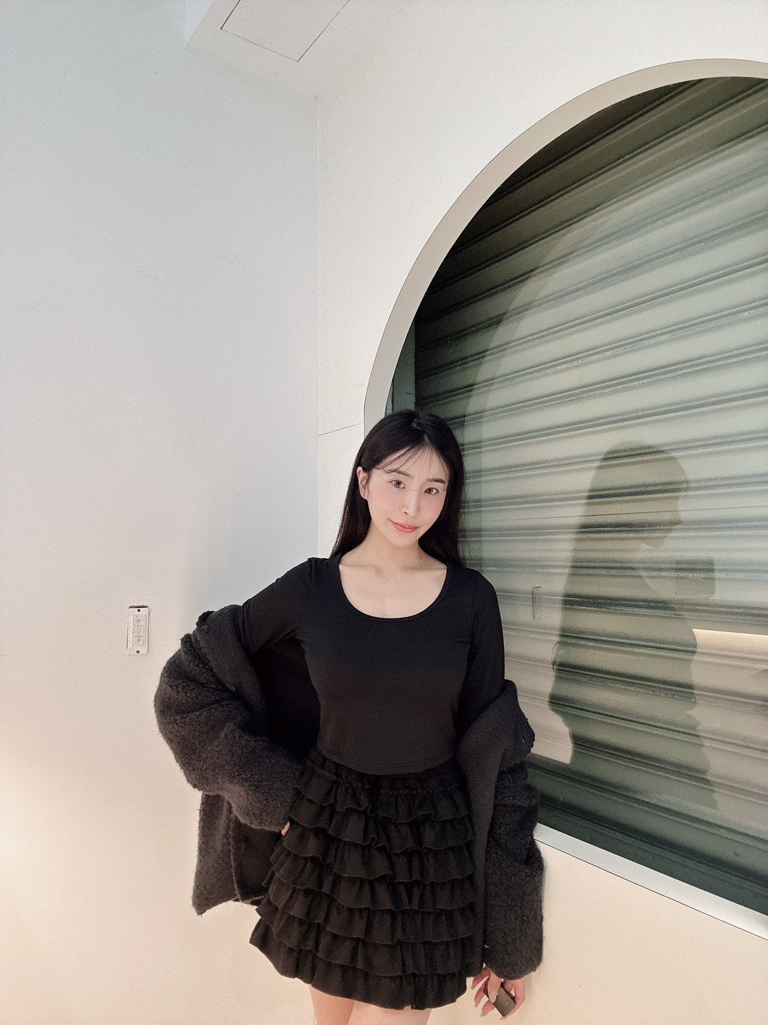 圓領短版發熱衣