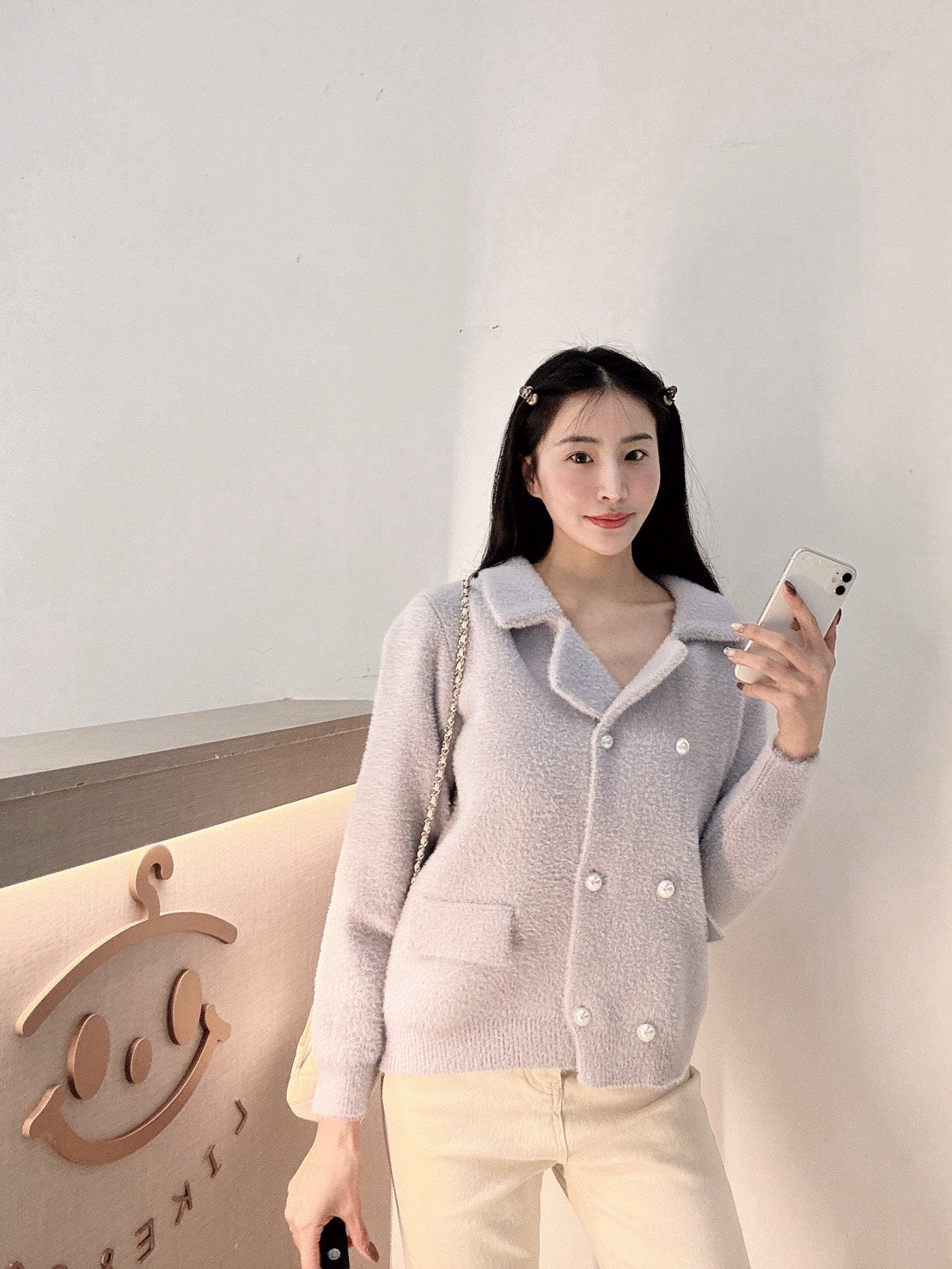 珍珠扣水貂絨外套