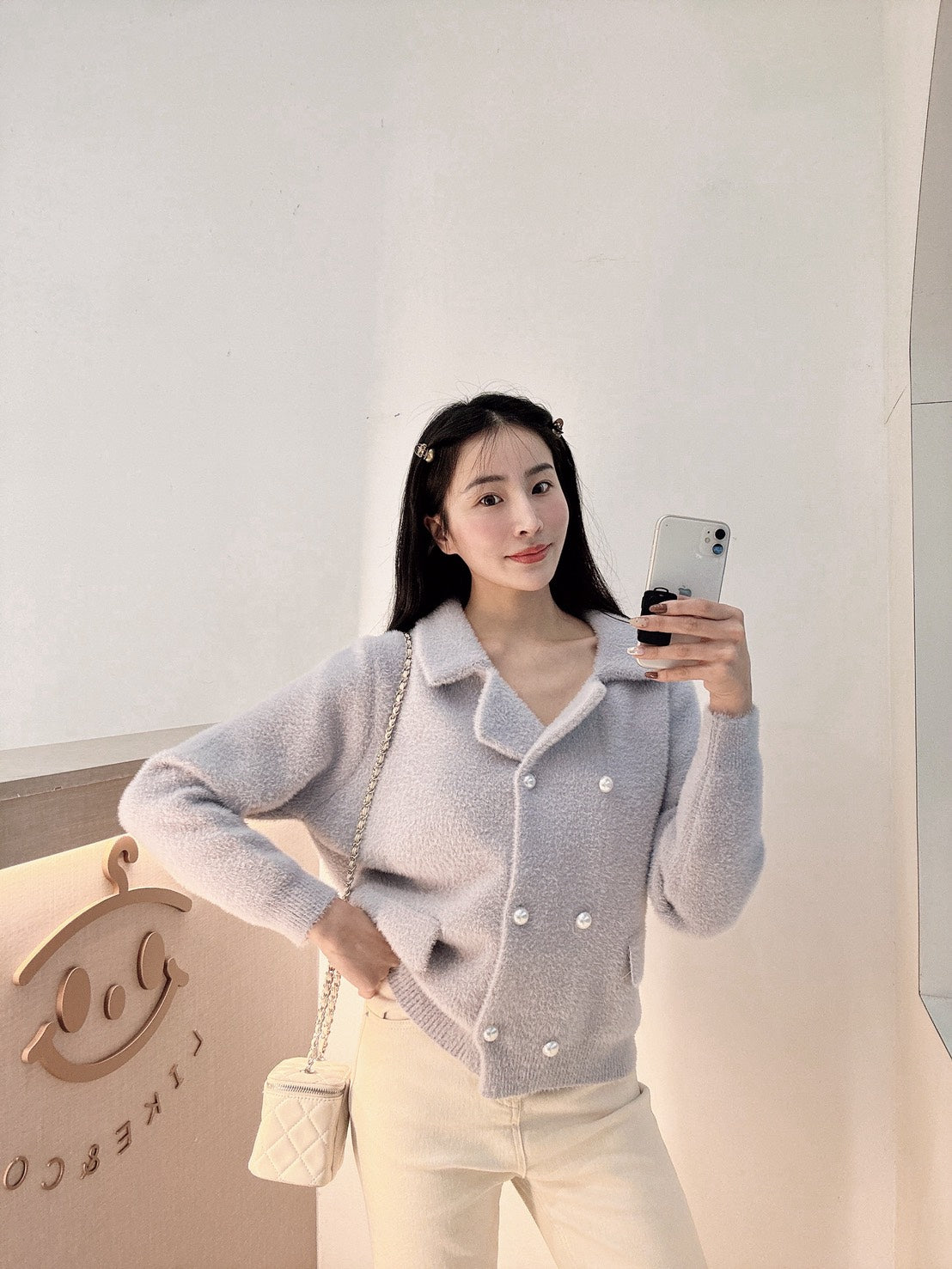 珍珠扣水貂絨外套