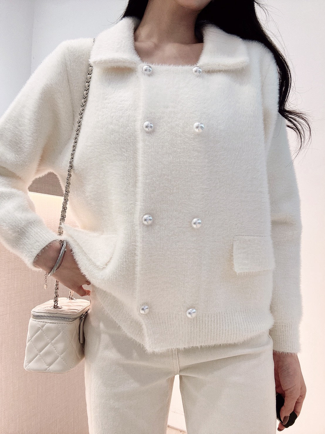 珍珠扣水貂絨外套