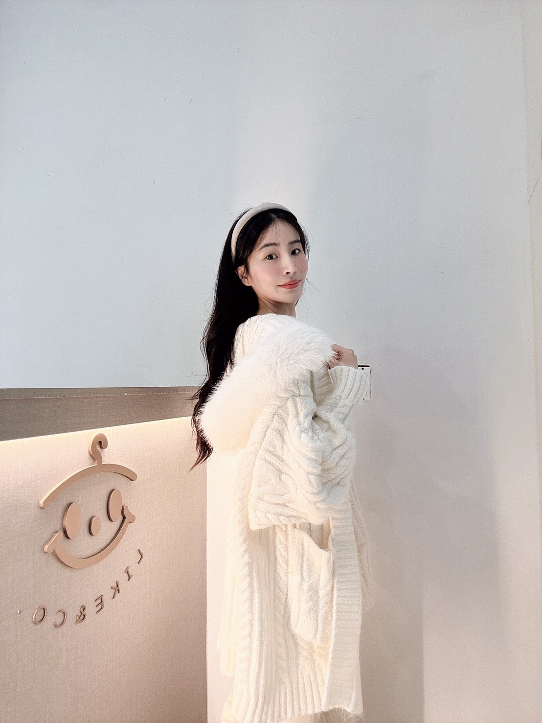 溫柔小姐姐毛領針織外套