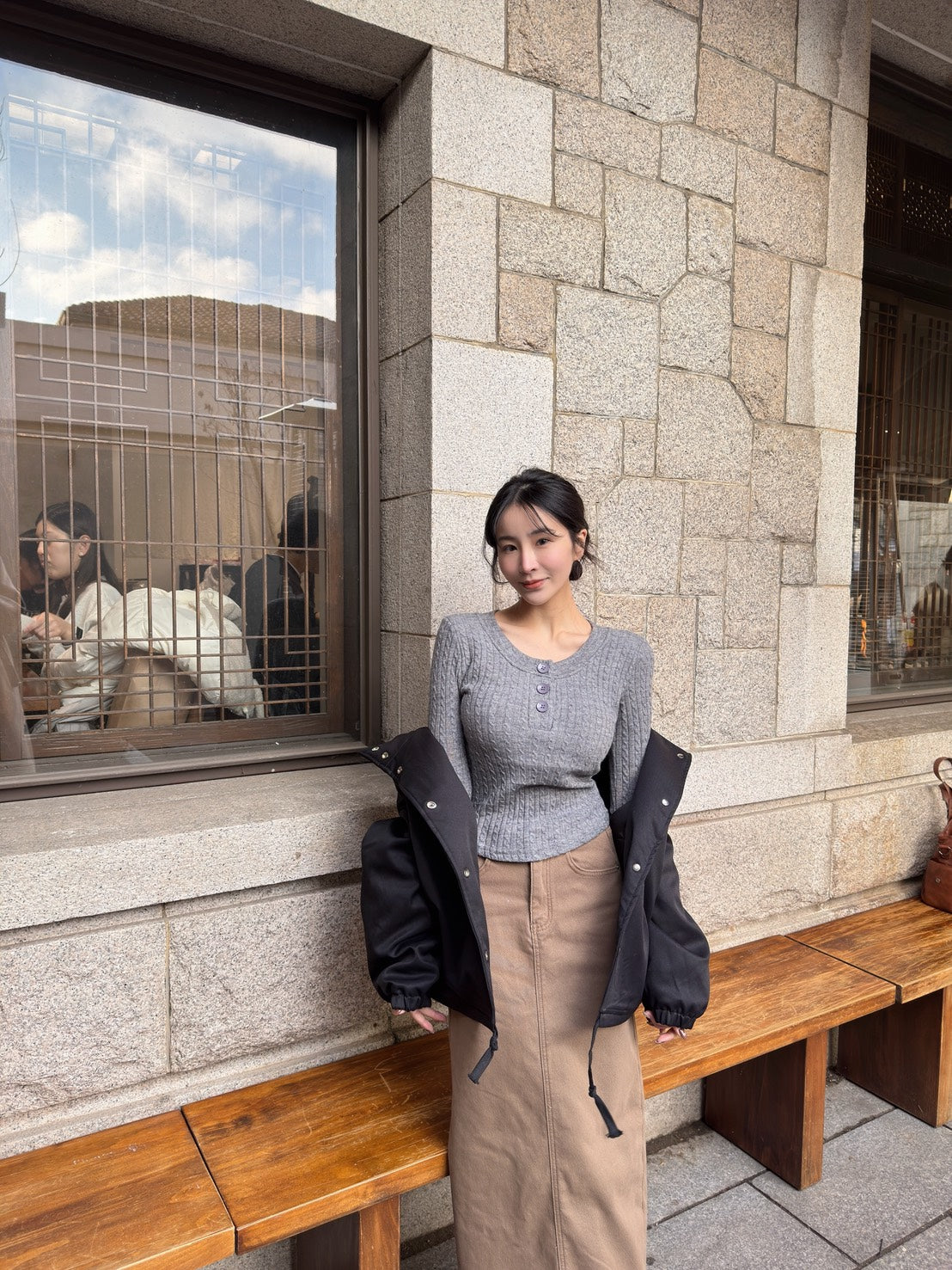 麻花圓領胸墊上衣