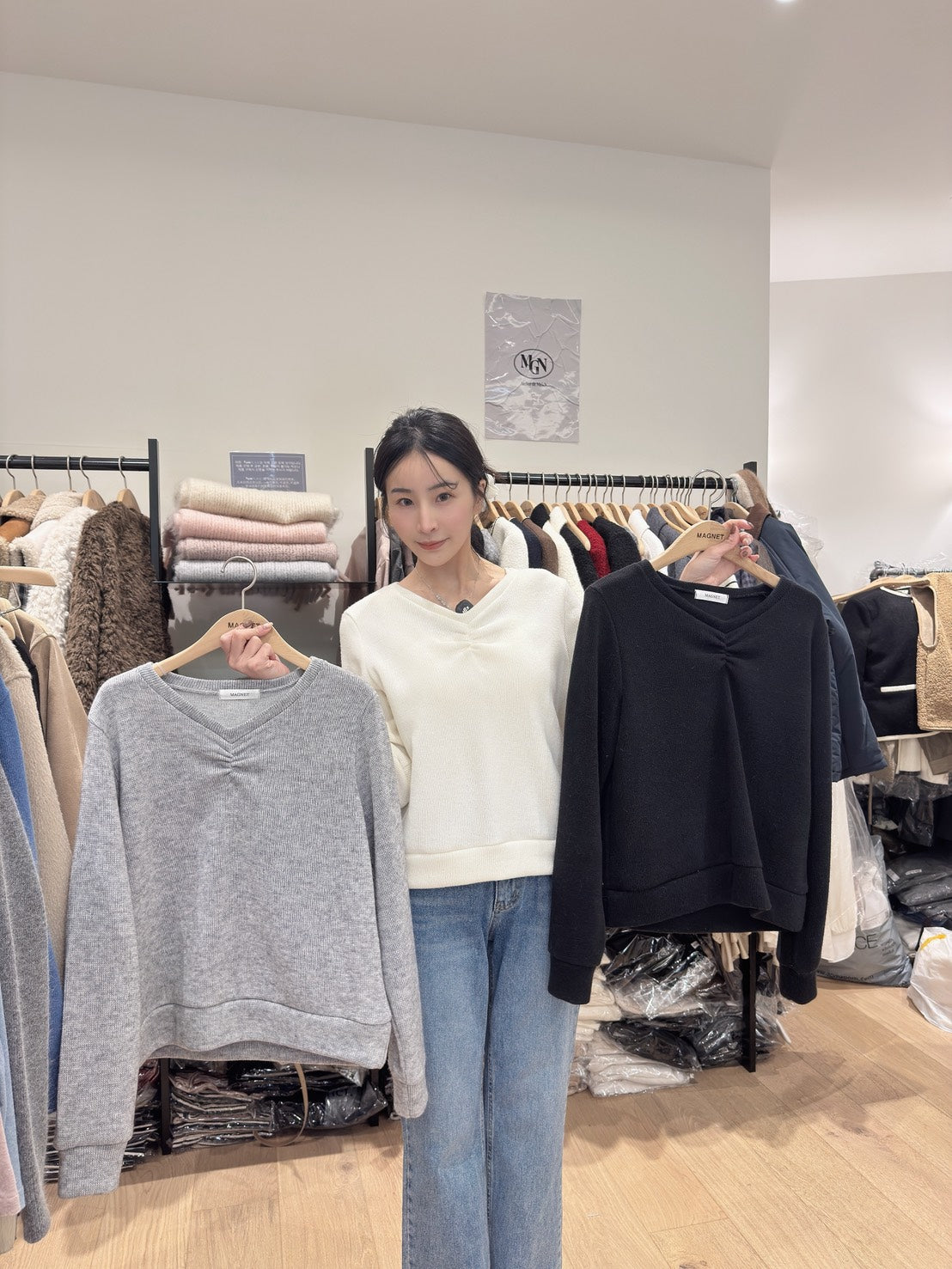 抓皺造型柔軟上衣