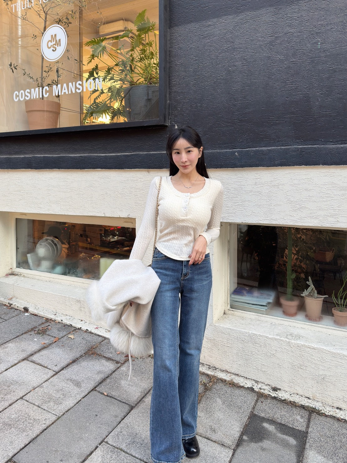 完美版型磨毛直筒喇叭褲