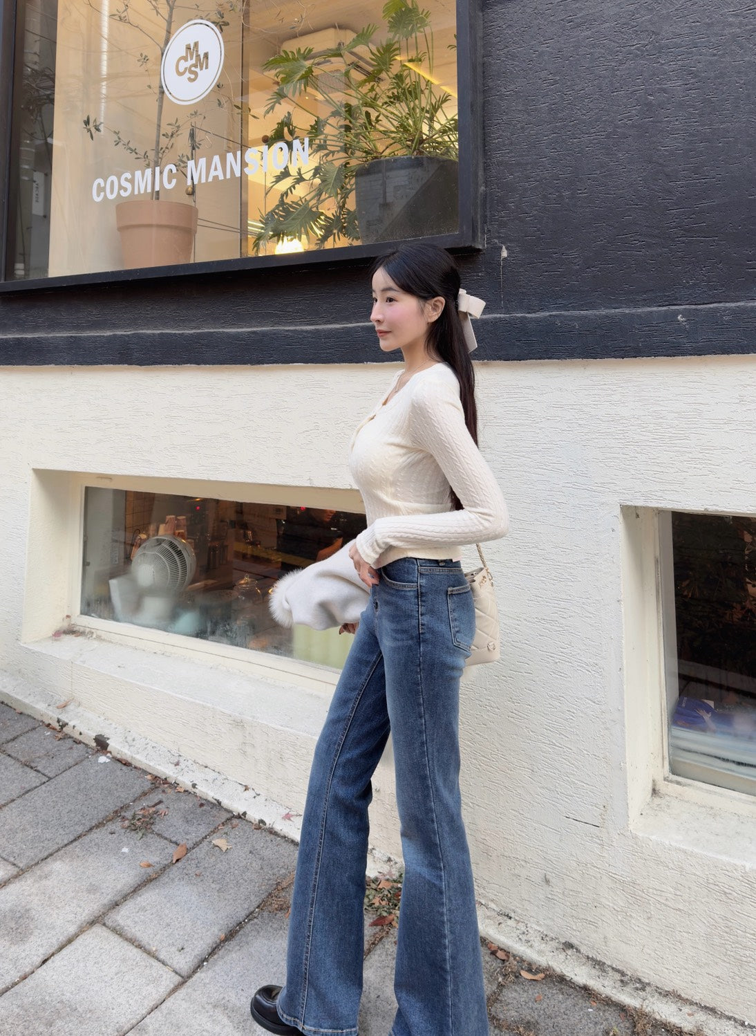 完美版型磨毛直筒喇叭褲