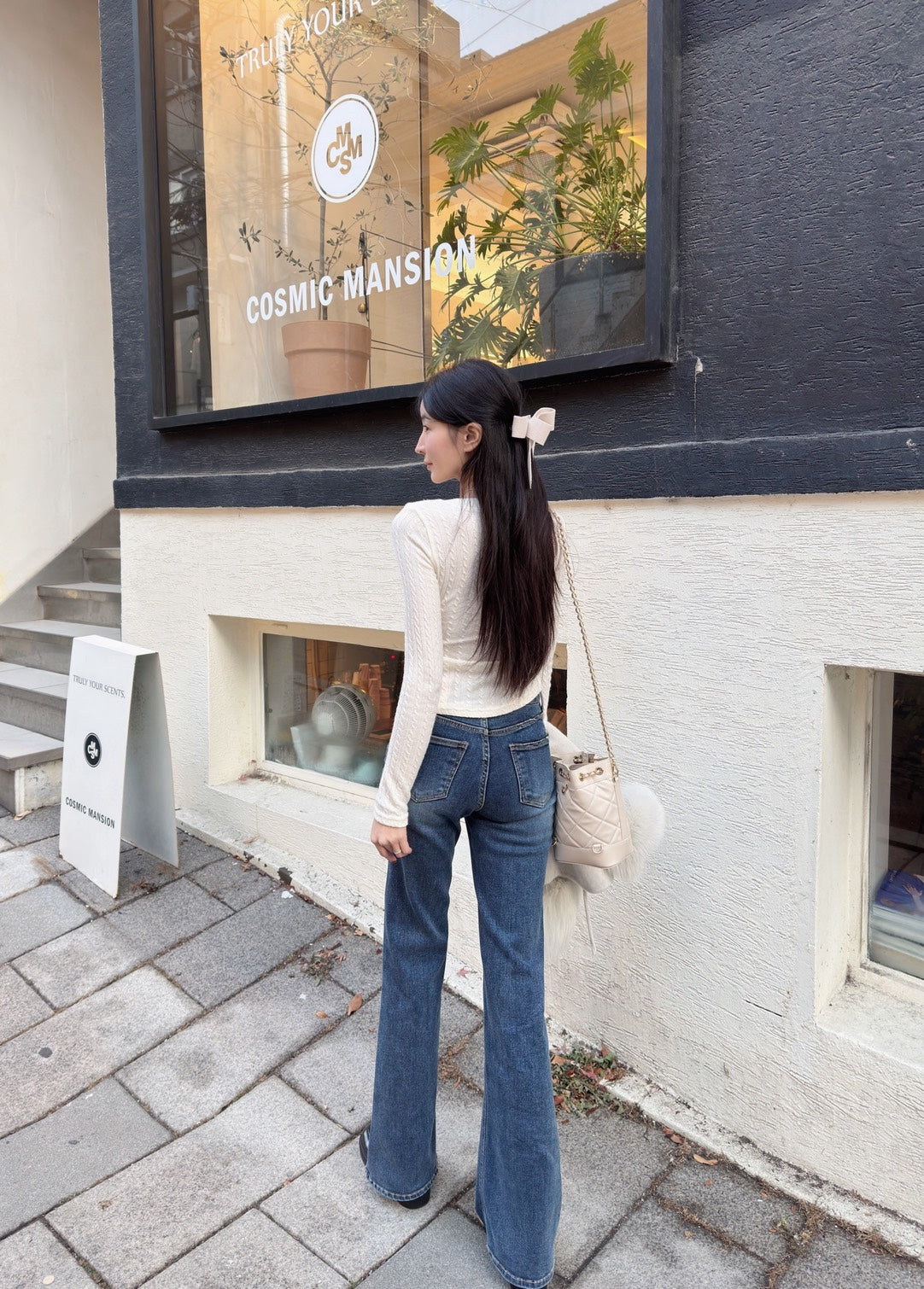 完美版型磨毛直筒喇叭褲